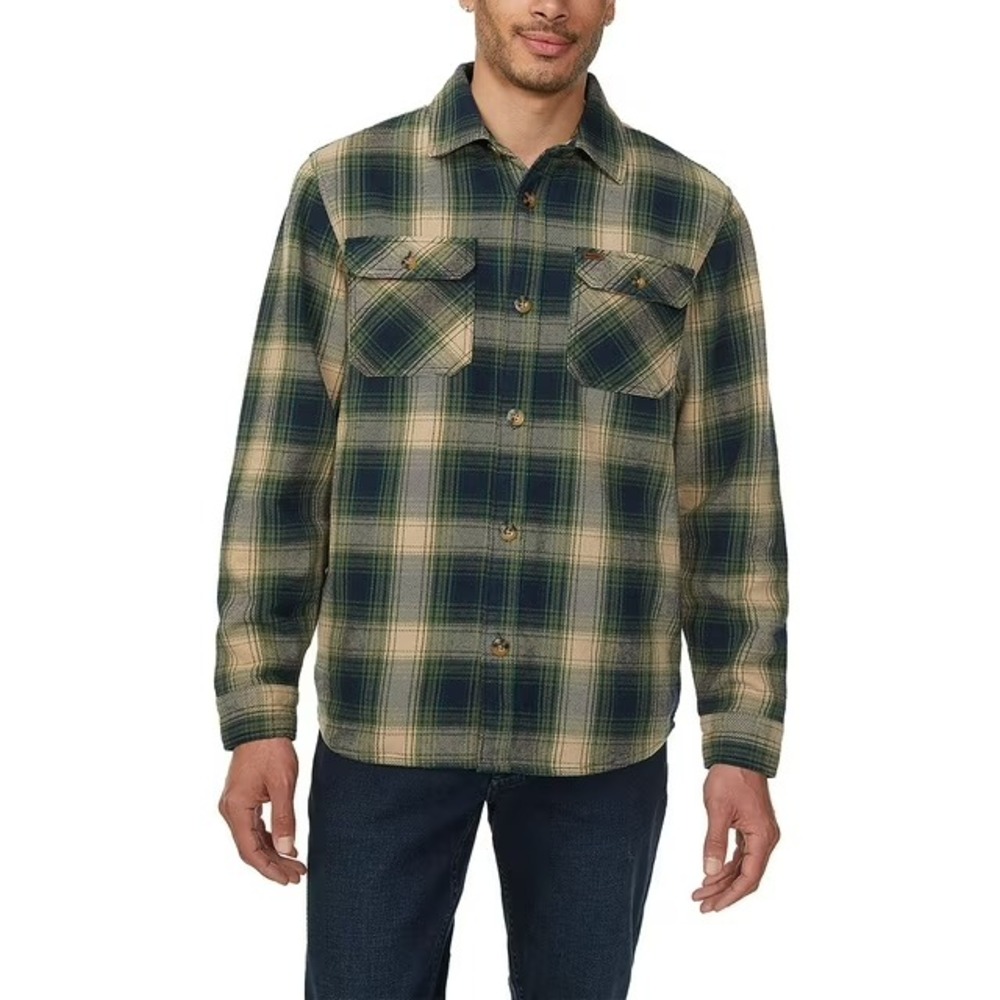 Buffalo David Bitton Mens Plaid Shirt Jacket Green Size L NEW